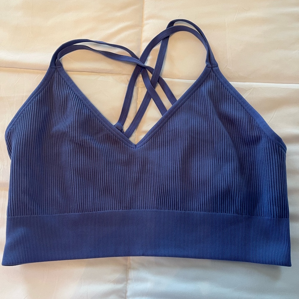 aerie Ribbed Strappy Bralette - Set of 5! Olive, Gray, Blue, Black Set - Picture 3 of 4